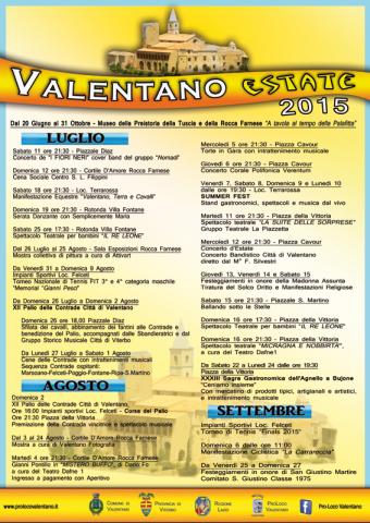 Valentano, calendario eventi estate 2015